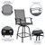 Flash Furniture 2-ET-SWVLPTO-30-GR-GG Gray Textilene Sling Fabric Black Galvanized Steel Frame Bar Height Patio Swivel Stool