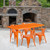 Flash Furniture ET-CT005-4-70-OR-GG Orange Steel Rectangular Table Set with 4 Chairs