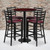 Flash Furniture RSRB1026-GG 30" Dia. x 42" H Mahogany Laminate Finish Round Table Set with 4 Metal Ladder Back Metal ladder Back Bar Stools