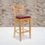 Flash Furniture XU-DGW0005BARLAD-NAT-BURV-GG Burgundy Vinyl Seat With Ladder Back Natural Finish Beechwood Frame Hercules Series Restaurant Bar Stool