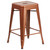 Flash Furniture ET-BT3503-24-POC-GG 24.25" H Copper Galvanized Steel Counter Height with Drain Hole Seat Bar Stool