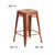 Flash Furniture ET-BT3503-24-POC-GG 24.25" H Copper Galvanized Steel Counter Height with Drain Hole Seat Bar Stool