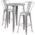 Flash Furniture CH-51090BH-2-30CAFE-SIL-GG 30" Dia. x 41" H Silver Metal Round Bar Height Table and 2 Bar Stool Set