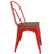 Flash Furniture CH-31230-RED-WD-GG Red Metal Curved Back with Vertical Slat Textured Wood Seat Stacking Side Chair