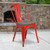 Flash Furniture CH-31230-RED-WD-GG Red Metal Curved Back with Vertical Slat Textured Wood Seat Stacking Side Chair
