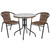 Flash Furniture TLH-087RD-037BN2-GG Brown Steel Round Table Set with 2 Chairs