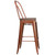 Flash Furniture ET-3534-30-POC-WD-GG 46" H Copper Galvanized Steel Curved Back With Vertical Slat Bar Stool