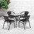 Flash Furniture TLH-073SQ-037BK4-GG Black Steel Square Table Set with 4 Chairs
