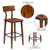 Flash Furniture 2-XU-DG-W0236B-GG Rustic Walnut Finish Wood Back and Seat Beechwood Frame Dining Barstool - Set of 2