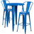 Flash Furniture CH-51090BH-2-30CAFE-BL-GG 30" Dia. x 41" H Blue Metal Round Bar Height Table and 2 Bar Stool Set