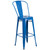 Flash Furniture CH-51090BH-2-30CAFE-BL-GG 30" Dia. x 41" H Blue Metal Round Bar Height Table and 2 Bar Stool Set