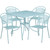 Flash Furniture CO-35SQ-03CHR4-SKY-GG 35.5" Dia. Sky Blue Steel Square Table with 4 Round Back Chairs Patio Table Set