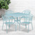 Flash Furniture CO-35SQ-03CHR4-SKY-GG 35.5" Dia. Sky Blue Steel Square Table with 4 Round Back Chairs Patio Table Set