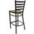 Flash Furniture XU-DG697BLAD-BAR-MAHW-GG Mahogany Finish Seat With Ladder Back Steel Black Powder Coated Frame Hercules Series Restaurant Bar Stool