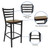 Flash Furniture XU-DG697BLAD-BAR-MAHW-GG Mahogany Finish Seat With Ladder Back Steel Black Powder Coated Frame Hercules Series Restaurant Bar Stool