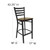Flash Furniture XU-DG697BLAD-BAR-MAHW-GG Mahogany Finish Seat With Ladder Back Steel Black Powder Coated Frame Hercules Series Restaurant Bar Stool