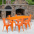 Flash Furniture ET-CT005-6-30-OR-GG Orange Steel Rectangular Table Set with 6 Chairs