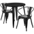 Flash Furniture CH-51090TH-2-18ARM-BK-GG 30" Dia. x 29 1/2" H Black Metal Round Table and 2 Chair Set