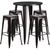 Flash Furniture CH-51090BH-4-30SQST-BQ-GG 30" Dia. x 41" H Black and Antique Gold Metal Round Bar Height Table and 4 Bar Stool Set