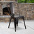 Flash Furniture CH-31230-BQ-GG Black and Antique Gold Stackable Galvanized Steel Drain Holes in Seat Stacking Side Chair