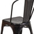 Flash Furniture CH-31230-BQ-GG Black and Antique Gold Stackable Galvanized Steel Drain Holes in Seat Stacking Side Chair