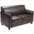 Flash Furniture BT-827-2-BN-GG Brown LeatherSoft with Black Wood Feet Hercules Diplomat Series Reception Loveseat