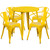 Flash Furniture CH-51090TH-4-18ARM-YL-GG 30" Dia. x 29 1/2" H Yellow Metal Round Table and 4 Chair Set