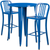 Flash Furniture CH-51090BH-2-30VRT-BL-GG 30" Dia. x 41" H Blue Metal Round Bar Height Table and 2 Bar Stool Set