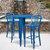 Flash Furniture CH-51090BH-2-30VRT-BL-GG 30" Dia. x 41" H Blue Metal Round Bar Height Table and 2 Bar Stool Set
