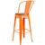 Flash Furniture CH-31320-30GB-OR-WD-GG Orange Metal Curved Back With Vertical Slat Bistro Style Bar Stool