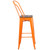 Flash Furniture CH-31320-30GB-OR-WD-GG Orange Metal Curved Back With Vertical Slat Bistro Style Bar Stool