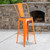 Flash Furniture CH-31320-30GB-OR-WD-GG Orange Metal Curved Back With Vertical Slat Bistro Style Bar Stool