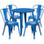 Flash Furniture CH-51090TH-4-18CAFE-BL-GG 30" Dia. x 29 1/2" H Blue Metal Round Table and 4 Chair Set