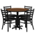 Flash Furniture HDBF1032-GG 36" Dia. x 30" H Walnut Laminate Finish Round Table Set with 4 Metal Ladder Back Chairs