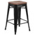 Flash Furniture CH-31320-24-BK-WD-GG Black Galvanized Steel Counter Height Backless Bar Stool