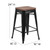 Flash Furniture CH-31320-24-BK-WD-GG Black Galvanized Steel Counter Height Backless Bar Stool