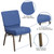 Flash Furniture FD-CH0221-4-GV-BLUE-BAS-GG Blue 21.25" Width Steel Book Rack with Communion Cup Holder Gold Vein Frame Hercules Series Extra Wide Stacking Church Chair