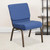 Flash Furniture FD-CH0221-4-GV-BLUE-BAS-GG Blue 21.25" Width Steel Book Rack with Communion Cup Holder Gold Vein Frame Hercules Series Extra Wide Stacking Church Chair