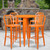 Flash Furniture CH-51090BH-4-30VRT-OR-GG 30" Dia. x 41" H Orange Metal Round Bar Height Table and 4 Bar Stool Set