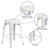 Flash Furniture CH-31320-24-WH-GG White Galvanized Steel Counter Height Backless Bar Stool
