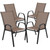 Flash Furniture 4-JJ-303C-B-GG Brown Textilene Fabric Black Powder Coated Frame Finish Brazos Series Stacking Patio Chair - Set of 4