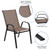 Flash Furniture 4-JJ-303C-B-GG Brown Textilene Fabric Black Powder Coated Frame Finish Brazos Series Stacking Patio Chair - Set of 4