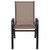Flash Furniture 4-JJ-303C-B-GG Brown Textilene Fabric Black Powder Coated Frame Finish Brazos Series Stacking Patio Chair - Set of 4