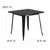 Flash Furniture ET-CT002-1-BK-GG 31.5" W Black Smooth Top Galvanized Steel Powder Coat Finish Square Table