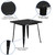 Flash Furniture ET-CT002-1-BK-GG 31.5" W Black Smooth Top Galvanized Steel Powder Coat Finish Square Table