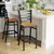 Flash Furniture XU-DG697BLAD-BAR-NATW-GG Natural Finish Seat With Ladder Back Steel Black Powder Coated Frame Hercules Series Restaurant Bar Stool