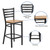 Flash Furniture XU-DG697BLAD-BAR-NATW-GG Natural Finish Seat With Ladder Back Steel Black Powder Coated Frame Hercules Series Restaurant Bar Stool