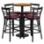 Flash Furniture RSRB1039-GG 24" Dia. Round Natural Laminate Finish Table and 4 Burgundy Bar Stools Set