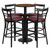 Flash Furniture RSRB1040-GG 24" Dia. Round Walnut Laminate Finish Table and 4 Burgundy Bar Stools Set