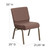 Flash Furniture FD-CH0221-4-GV-BNDOT-GG Brown 21.25" Width Steel Book Rack with Communion Cup Holder Gold Vein Frame Hercules Series Extra Wide Stacking Church Chair